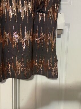 Calvin Klein Black Top with Copper Sequin Accents